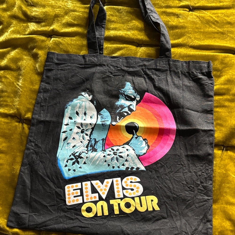 Black Elvis On Tour Graphic Tote Bag Graceland epic